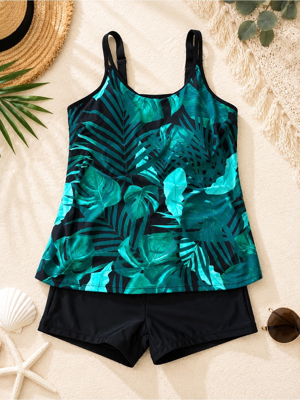 Emerald Tropical Print Women's swimwear set - Picture 2 of 3